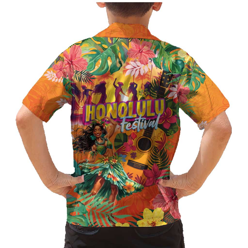 Hawaiian Honolulu Festival Family Matching Mermaid Dress and Hawaiian Shirt Hawaiian Identity - Hula Dancer and Ukulele Tropical Plants Style