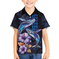 Hawaiian Whales Love Couple Kid Hawaiian Shirt Hibiscus and Kakau Art Tattoo Night Sky Vibe