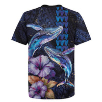 Hawaiian Whales Love Couple Rugby Jersey Hibiscus and Kakau Art Tattoo Night Sky Vibe