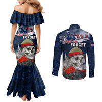 New Zealand ANZAC Day Couples Matching Mermaid Dress and Long Sleeve Button Shirt Freedom Ain't Free LT05 - Polynesian Pride