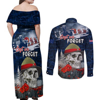 New Zealand ANZAC Day Couples Matching Off Shoulder Maxi Dress and Long Sleeve Button Shirt Freedom Ain't Free LT05 - Polynesian Pride
