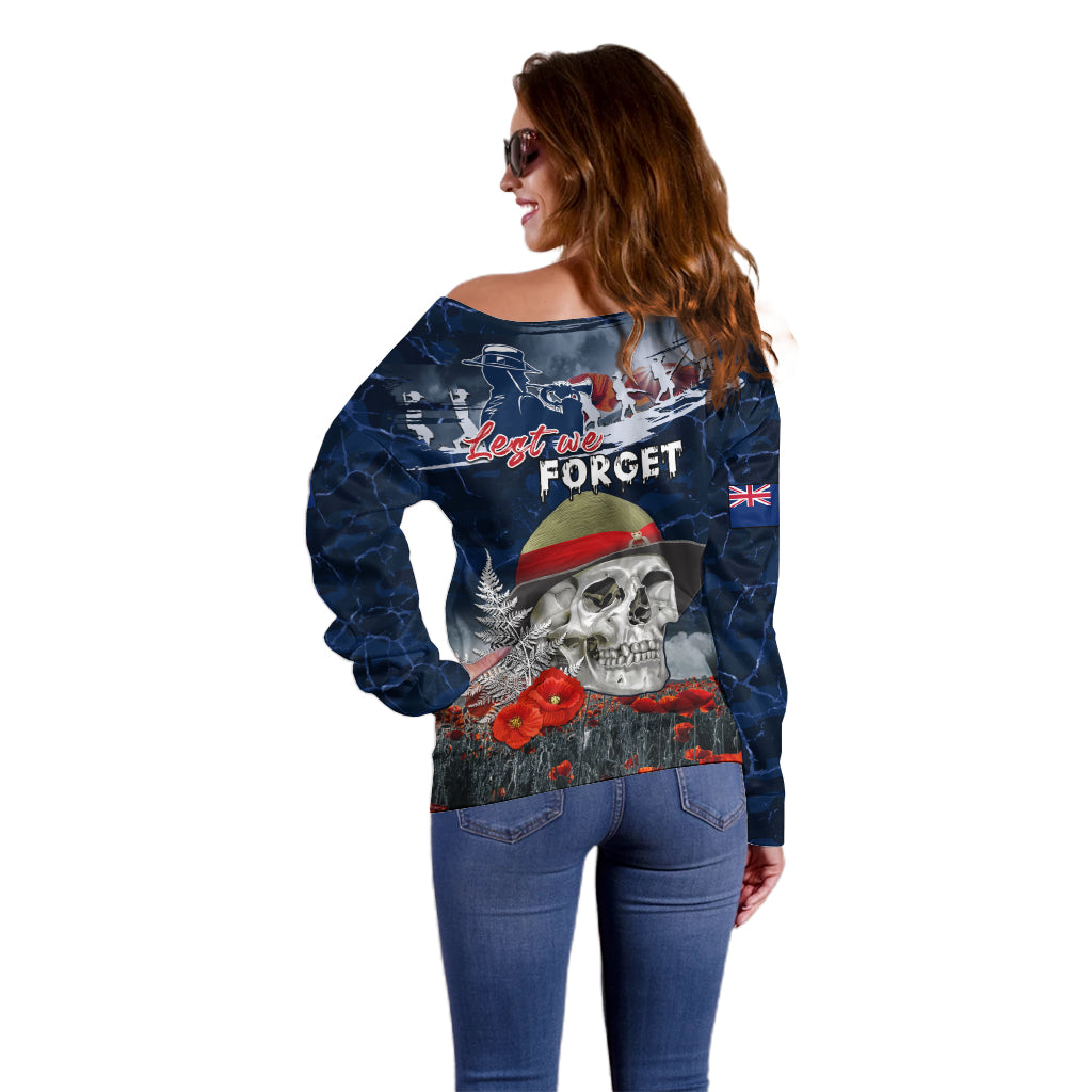 New Zealand ANZAC Day Off Shoulder Sweater Freedom Ain't Free LT05 - Polynesian Pride