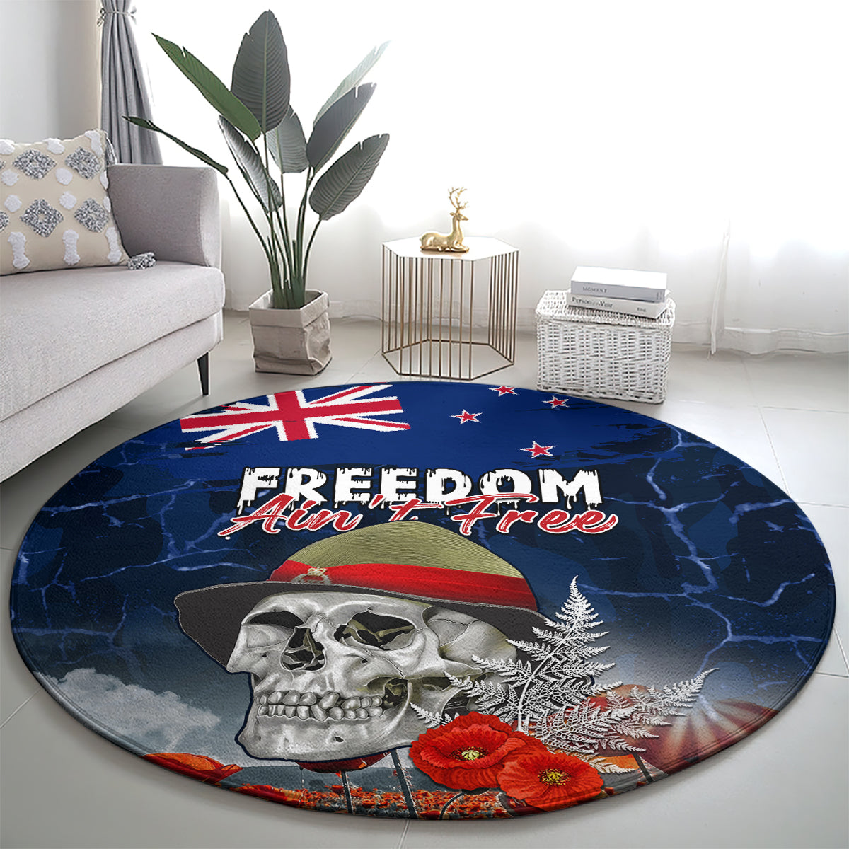 New Zealand ANZAC Day Round Carpet Freedom Ain't Free