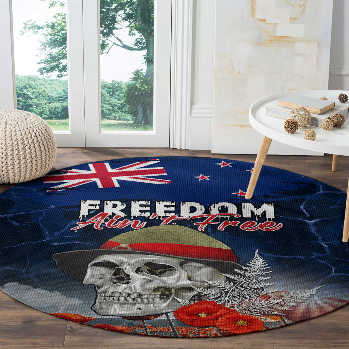 New Zealand ANZAC Day Round Carpet Freedom Ain't Free