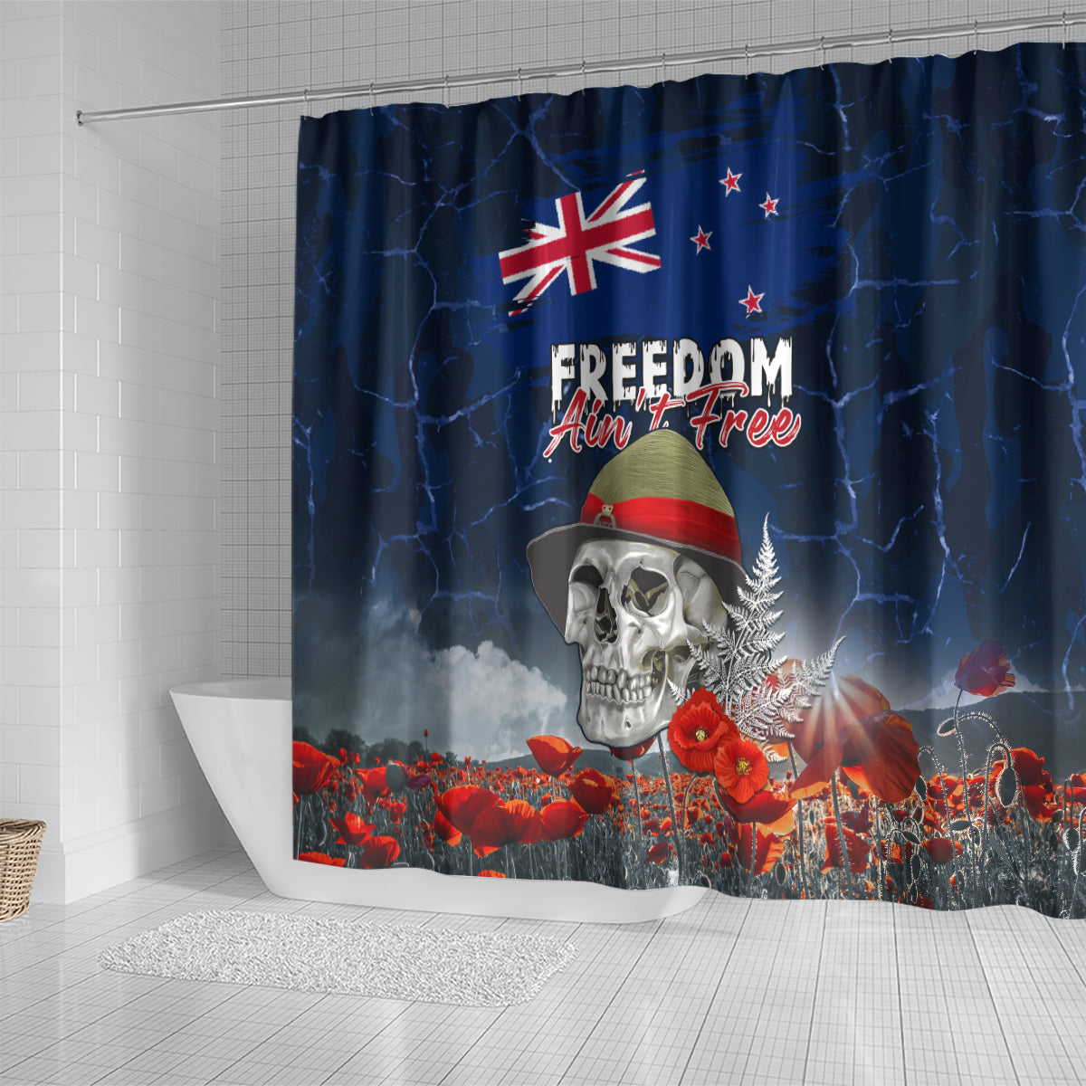 New Zealand ANZAC Day Shower Curtain Freedom Ain't Free
