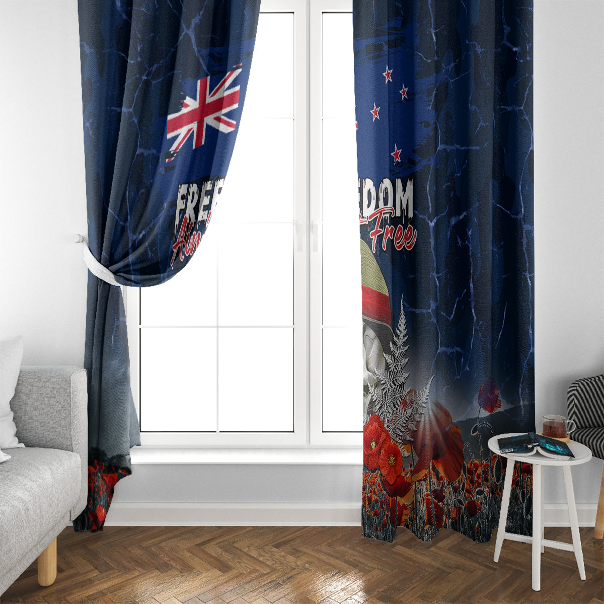 New Zealand ANZAC Day Window Curtain Freedom Ain't Free