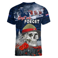 New Zealand ANZAC Day Women V Neck T Shirt Freedom Ain't Free LT05 - Polynesian Pride