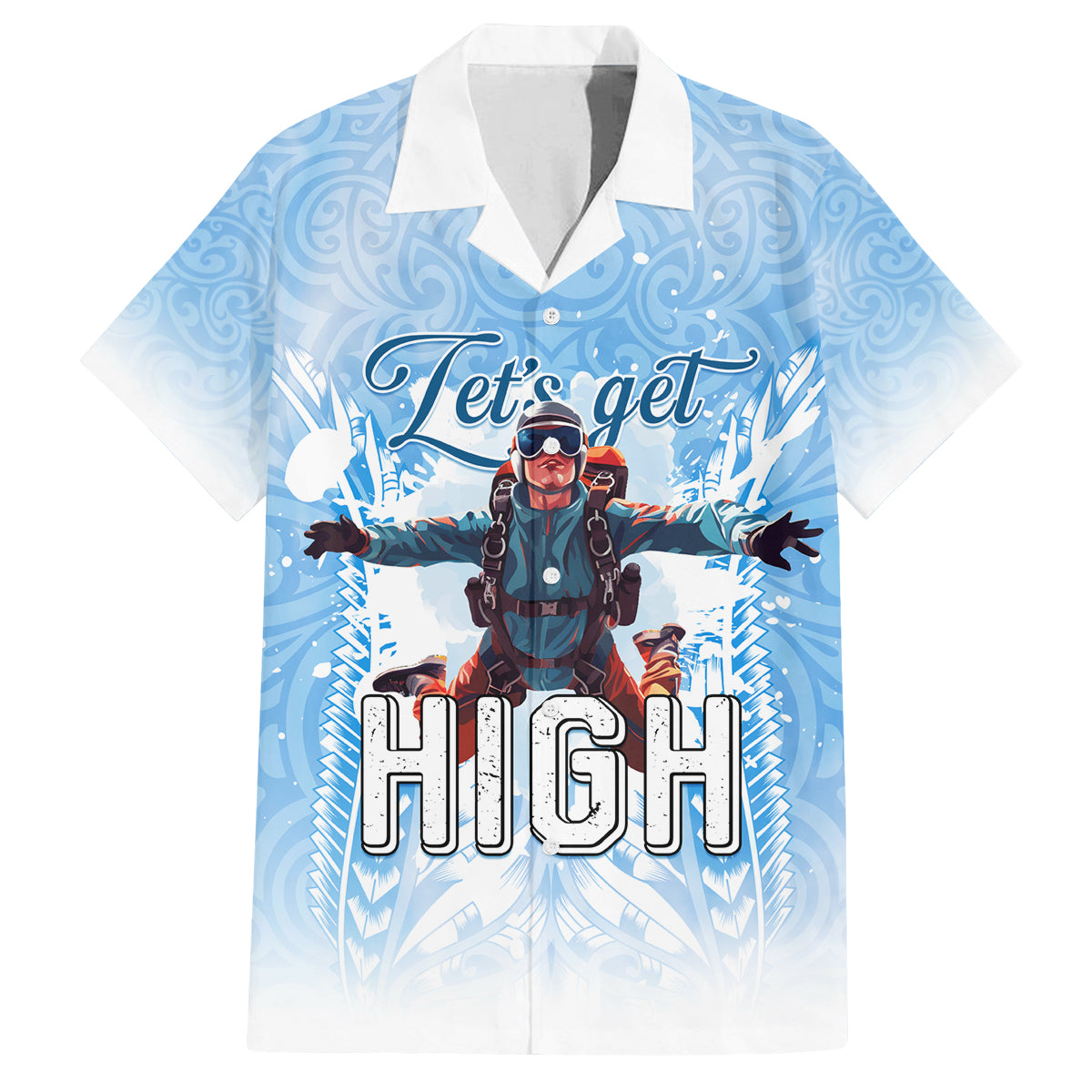 New Zealand Sky Diving Family Matching Off Shoulder Short Dress and Hawaiian Shirt Lets Get High