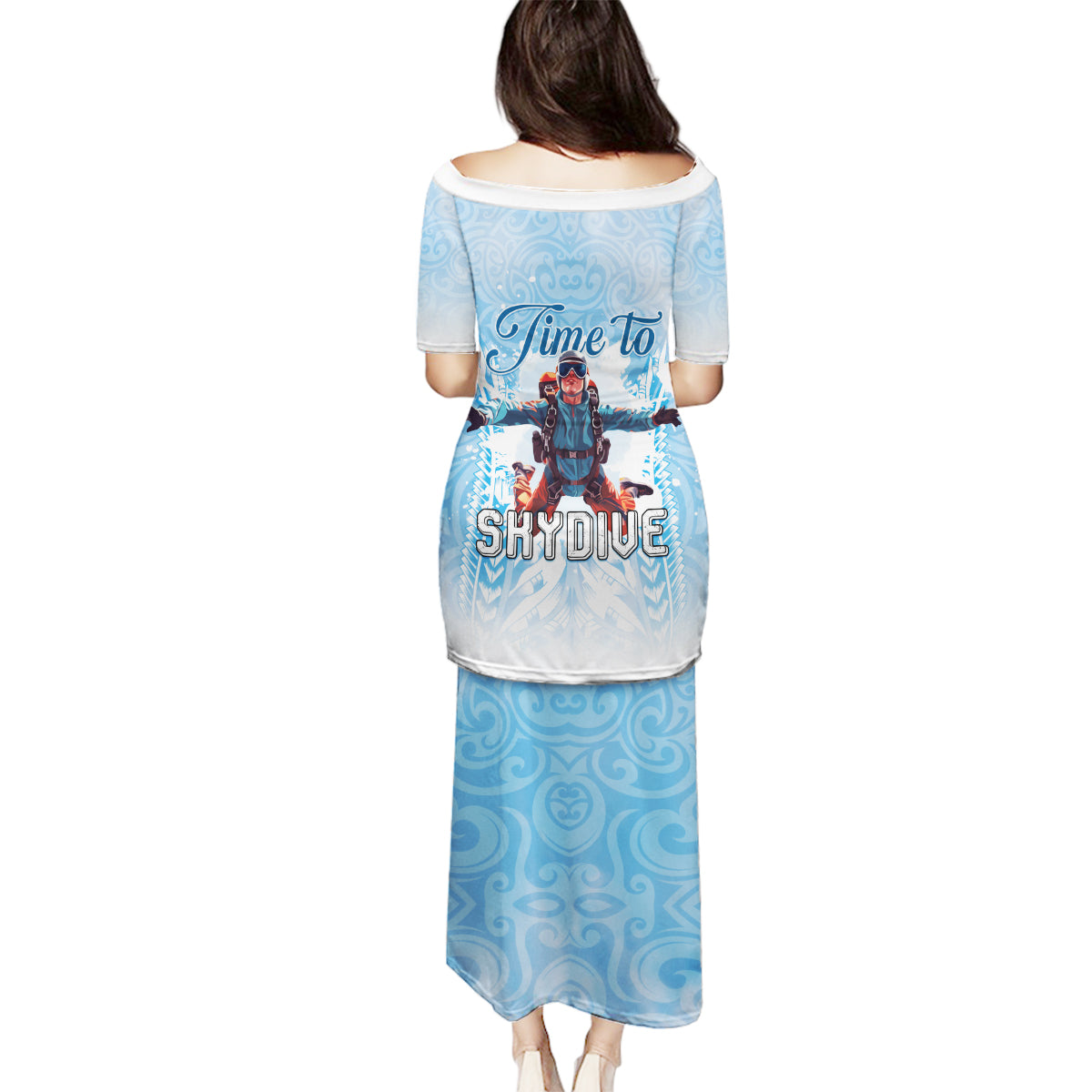 New Zealand Sky Diving Family Matching Puletasi and Hawaiian Shirt Lets Get High