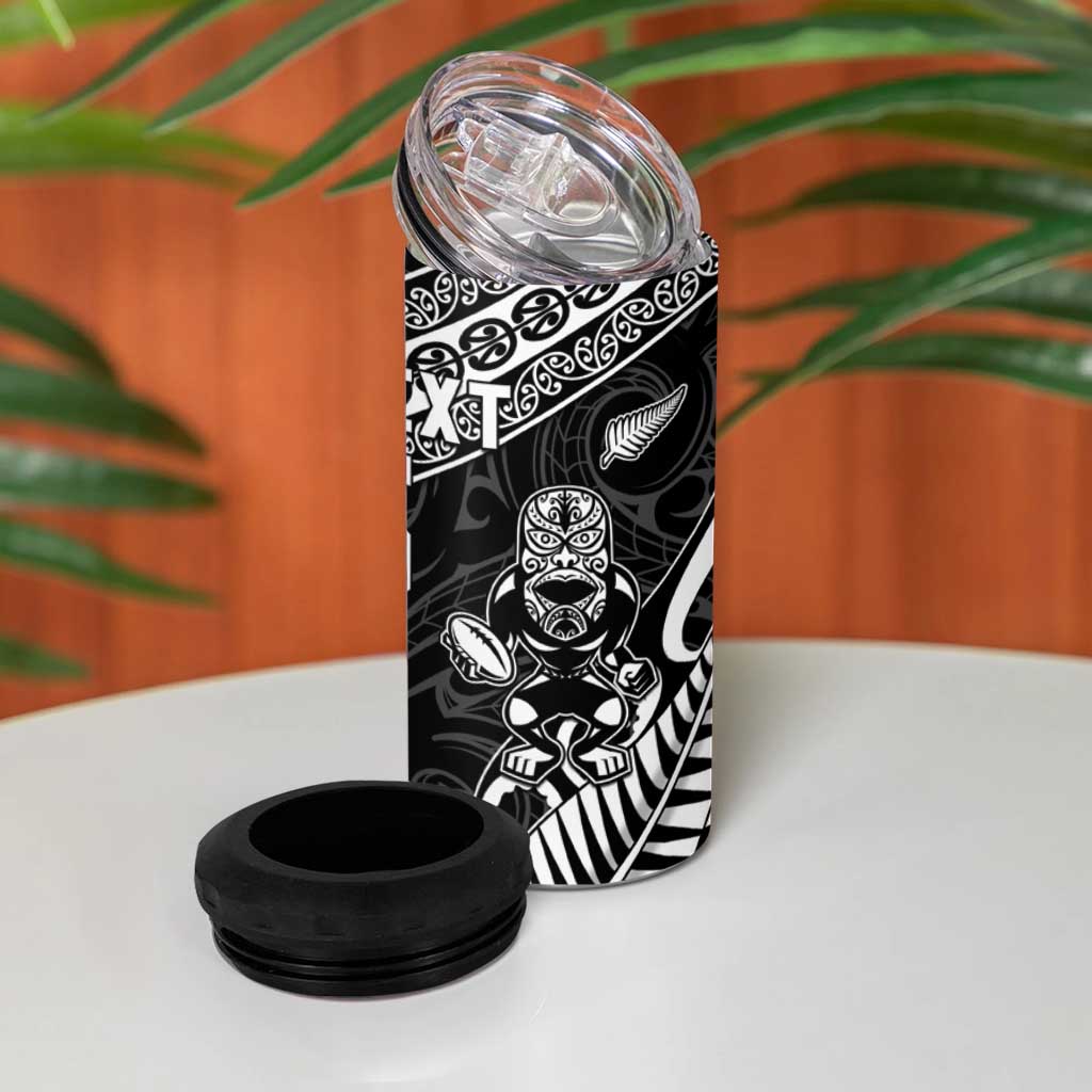 New Zealand And Ireland Rugby Custom 4 in 1 Can Cooler Tumbler Maori Tiki With Shamrock
