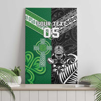 New Zealand And Ireland Rugby Custom Canvas Wall Art Maori Tiki With Shamrock