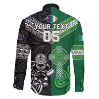 New Zealand And Ireland Rugby Custom Family Matching Puletasi and Hawaiian Shirt Maori Tiki With Shamrock