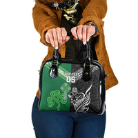 New Zealand And Ireland Rugby Custom Shoulder Handbag Maori Tiki With Shamrock