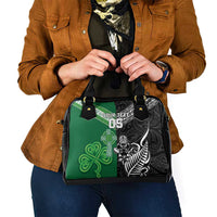 New Zealand And Ireland Rugby Custom Shoulder Handbag Maori Tiki With Shamrock