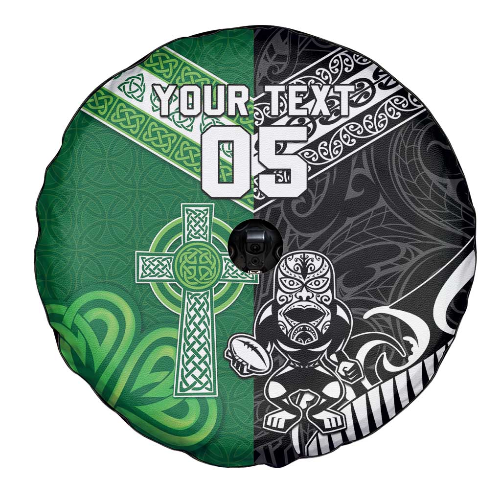 New Zealand And Ireland Rugby Custom Spare Tire Cover Maori Tiki With Shamrock