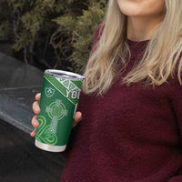 New Zealand And Ireland Rugby Custom Tumbler Cup Maori Tiki With Shamrock