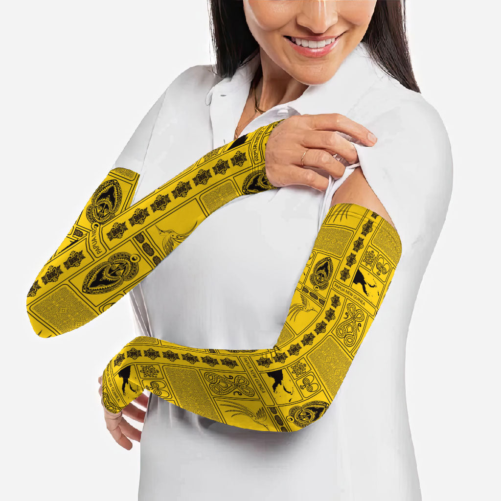 Papua New Guinea Heritage Motif Arm Sleeves Yellow Version LT05 - Polynesian Pride