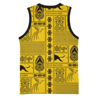 Papua New Guinea Heritage Motif Basketball Jersey Yellow Version LT05 - Polynesian Pride