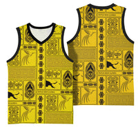 Papua New Guinea Heritage Motif Basketball Jersey Yellow Version LT05 - Polynesian Pride