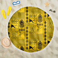 Papua New Guinea Heritage Motif Beach Blanket Yellow Version LT05 One Size 150cm Yellow - Polynesian Pride