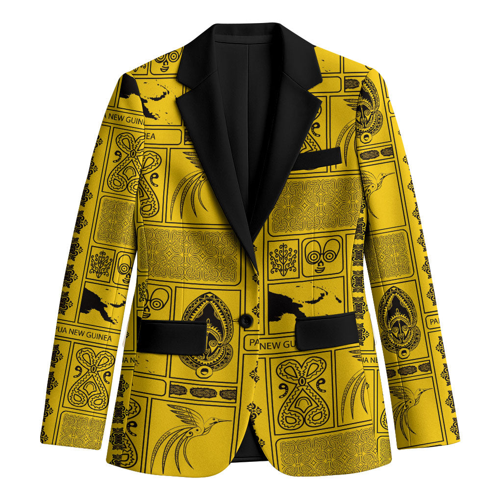Papua New Guinea Heritage Motif Blazer Yellow Version LT05 Unisex Yellow - Polynesian Pride