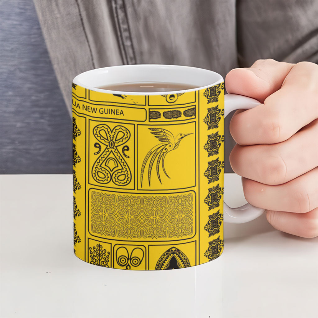 Papua New Guinea Heritage Motif Ceramic Mug Yellow Version LT05 - Polynesian Pride