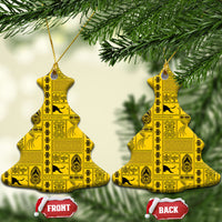 Papua New Guinea Heritage Motif Ceramic Ornament Yellow Version LT05 Christmas Tree Yellow - Polynesian Pride