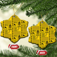 Papua New Guinea Heritage Motif Ceramic Ornament Yellow Version LT05 Snow Flake Yellow - Polynesian Pride