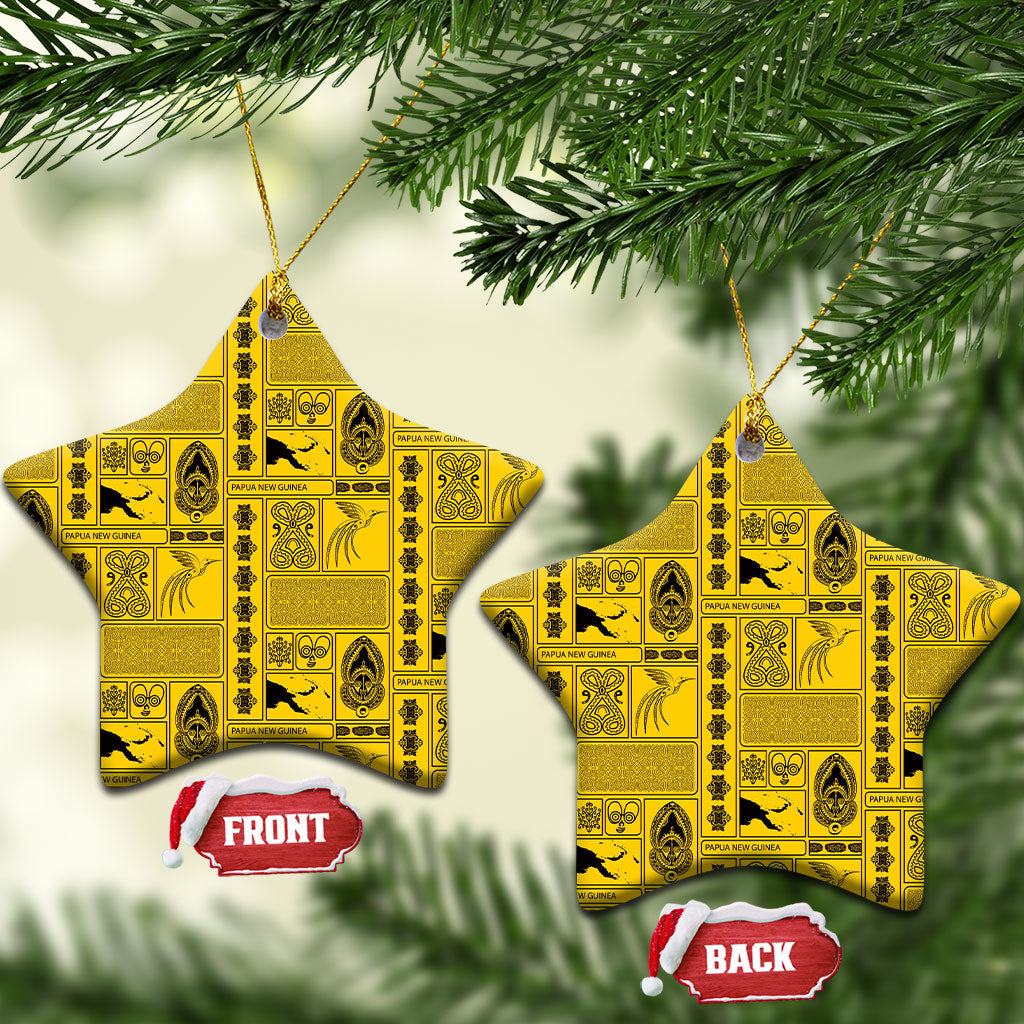 Papua New Guinea Heritage Motif Ceramic Ornament Yellow Version LT05 Star Yellow - Polynesian Pride