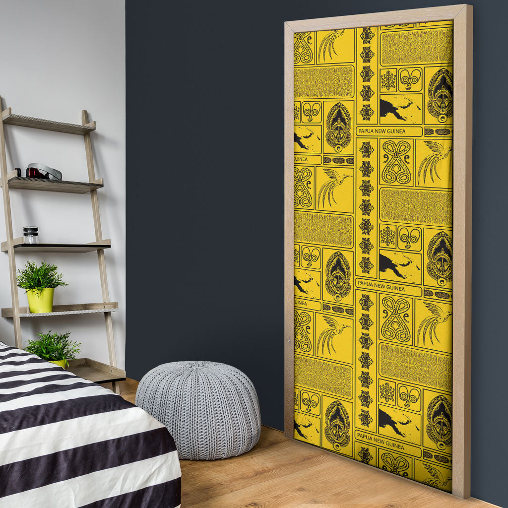 Papua New Guinea Heritage Motif Door Cover Yellow Version LT05 - Polynesian Pride
