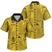 Papua New Guinea Heritage Motif Family Matching Off Shoulder Maxi Dress and Hawaiian Shirt Yellow Version LT05 Son's Shirt Yellow - Polynesian Pride