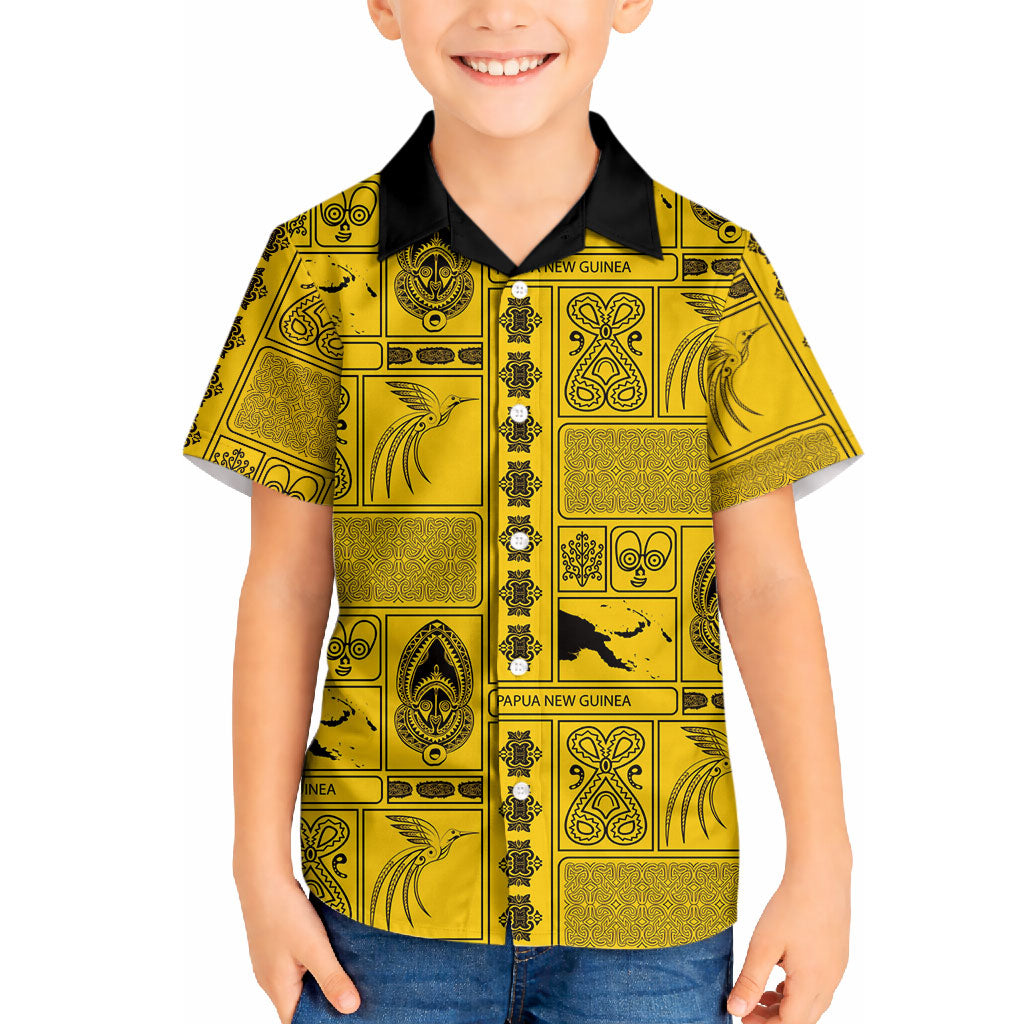 Papua New Guinea Heritage Motif Hawaiian Shirt Yellow Version LT05 - Polynesian Pride