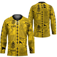 Papua New Guinea Heritage Motif Hockey Jersey Yellow Version LT05 - Polynesian Pride