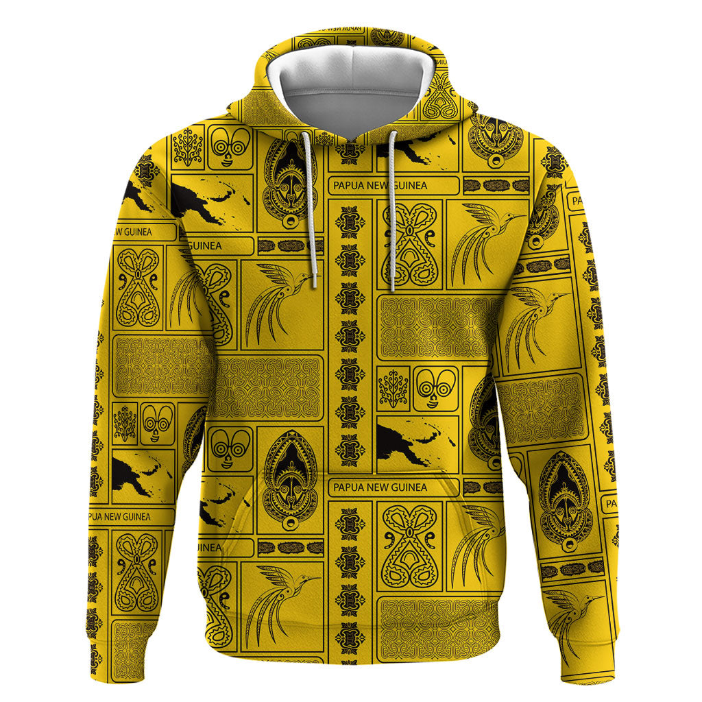 Papua New Guinea Heritage Motif Hoodie Yellow Version LT05 Pullover Hoodie Yellow - Polynesian Pride