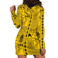 Papua New Guinea Heritage Motif Hoodie Dress Yellow Version LT05 - Polynesian Pride