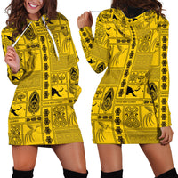 Papua New Guinea Heritage Motif Hoodie Dress Yellow Version LT05 - Polynesian Pride