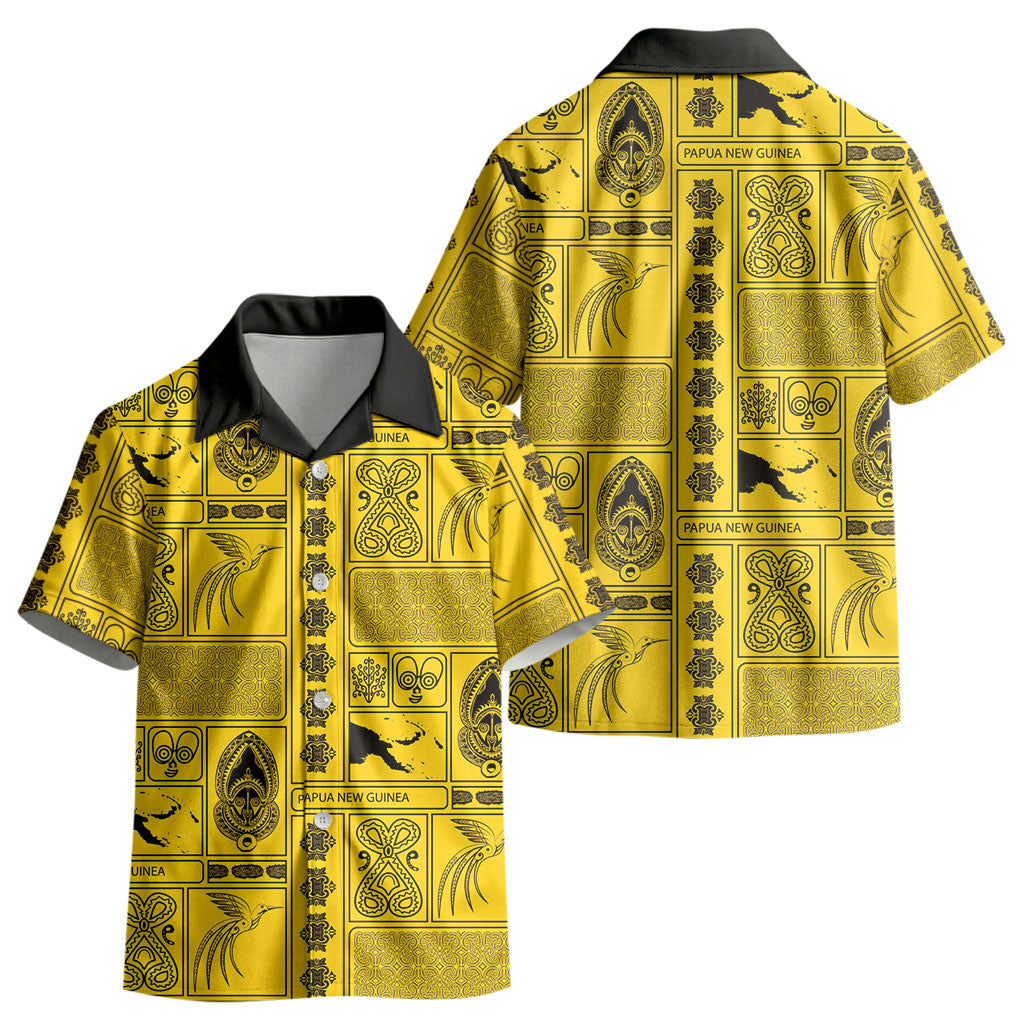 Papua New Guinea Heritage Motif Kid Hawaiian Shirt Yellow Version LT05 - Polynesian Pride