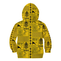 Papua New Guinea Heritage Motif Kid Hoodie Yellow Version LT05 - Polynesian Pride