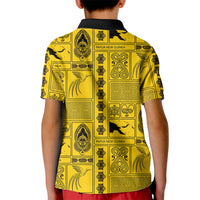 Papua New Guinea Heritage Motif Kid Polo Shirt Yellow Version LT05 - Polynesian Pride