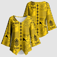 Papua New Guinea Heritage Motif Kimono Sleeve Blouse Yellow Version LT05 - Polynesian Pride