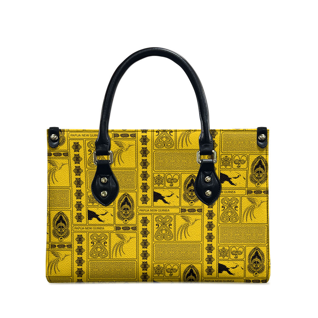 Papua New Guinea Heritage Motif Leather Bag Yellow Version LT05 - Polynesian Pride