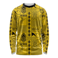 Papua New Guinea Heritage Motif Long Sleeve Shirt Yellow Version LT05 Unisex Yellow - Polynesian Pride