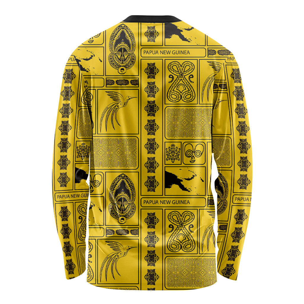 Papua New Guinea Heritage Motif Long Sleeve Shirt Yellow Version LT05 - Polynesian Pride