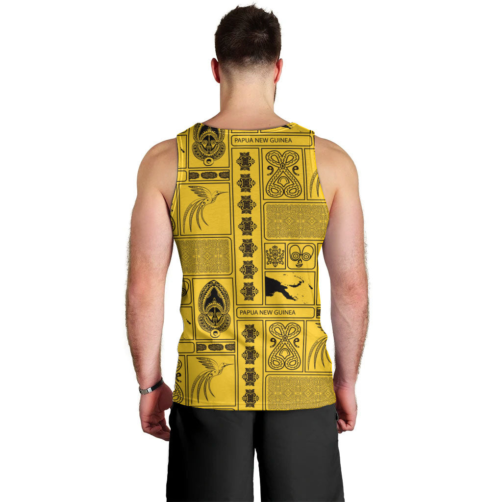 Papua New Guinea Heritage Motif Men Tank Top Yellow Version LT05 - Polynesian Pride