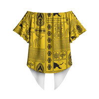 Papua New Guinea Heritage Motif Off Shoulder Wrap Waist Top Yellow Version LT05 - Polynesian Pride