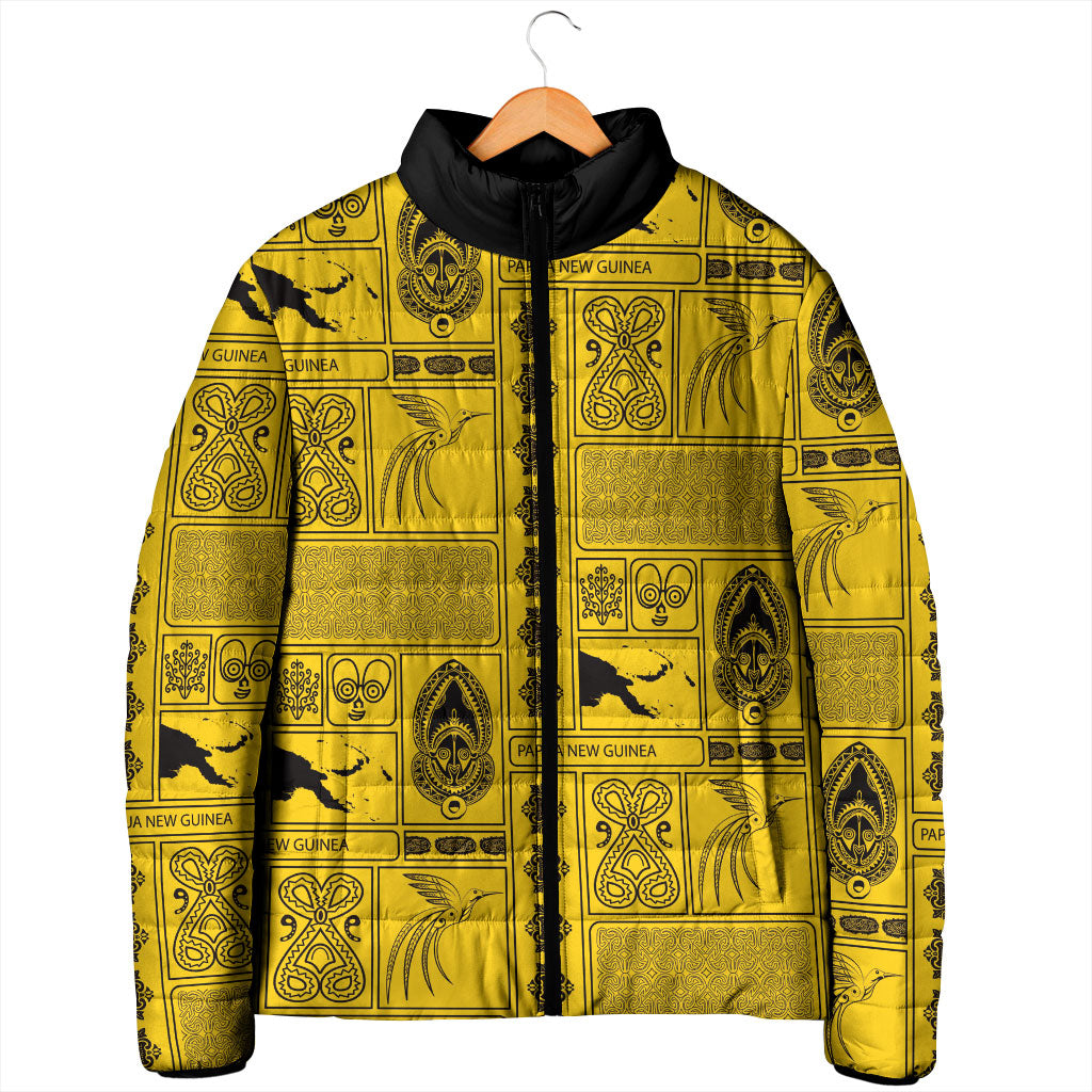 Papua New Guinea Heritage Motif Padded Jacket Yellow Version LT05 - Polynesian Pride
