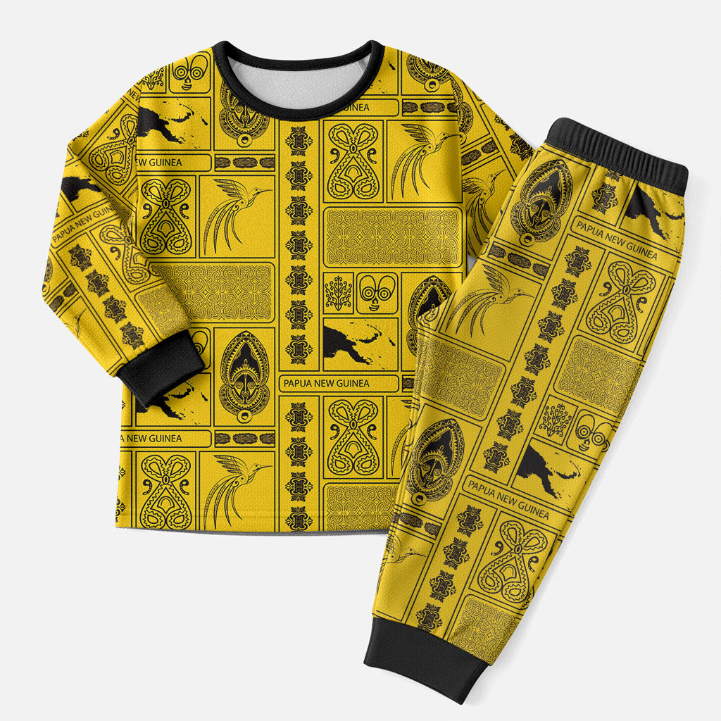 Papua New Guinea Heritage Motif Christmas Pajama Set Yellow Version LT05 Men Yellow - Polynesian Pride