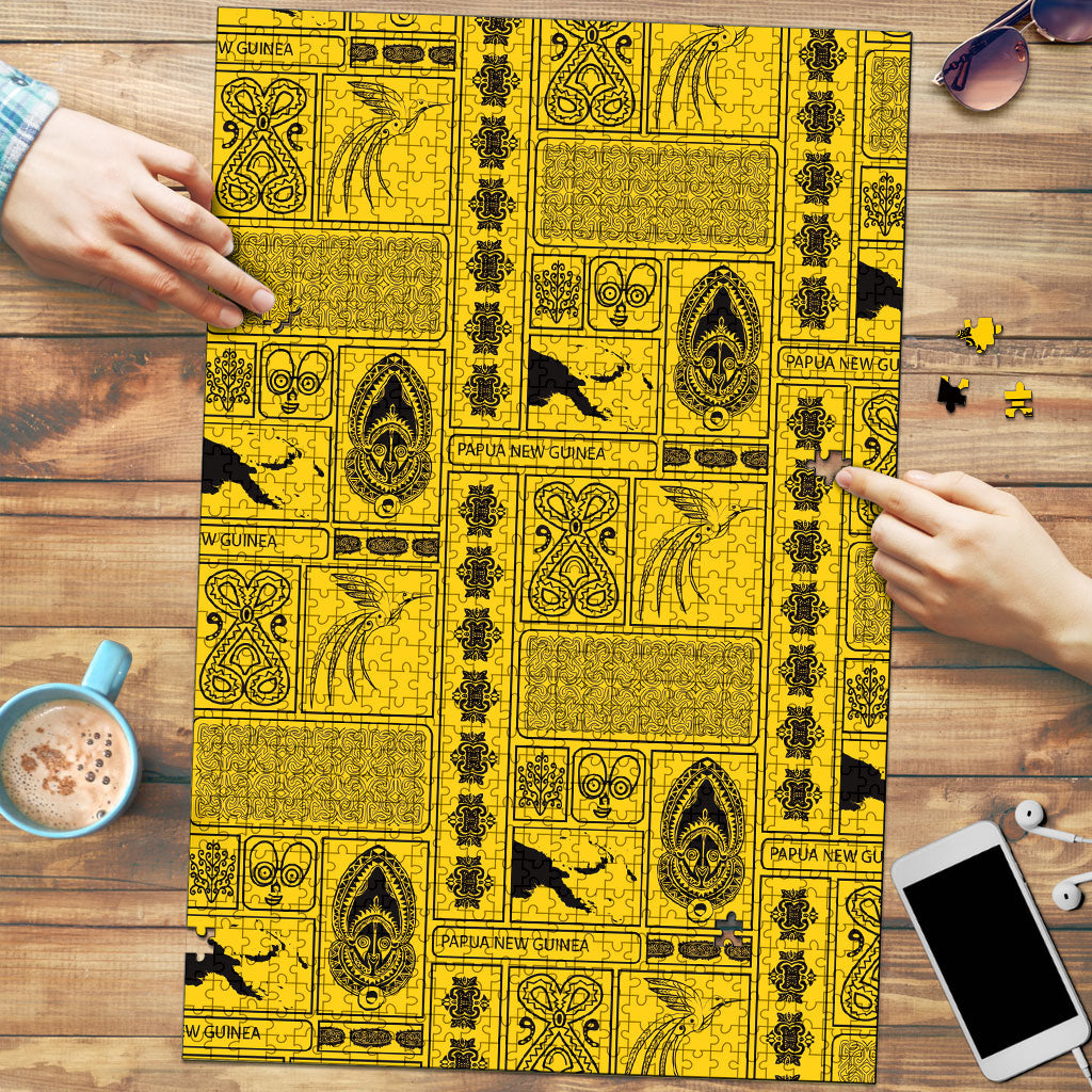 Papua New Guinea Heritage Motif Puzzle Yellow Version LT05 Yellow - Polynesian Pride