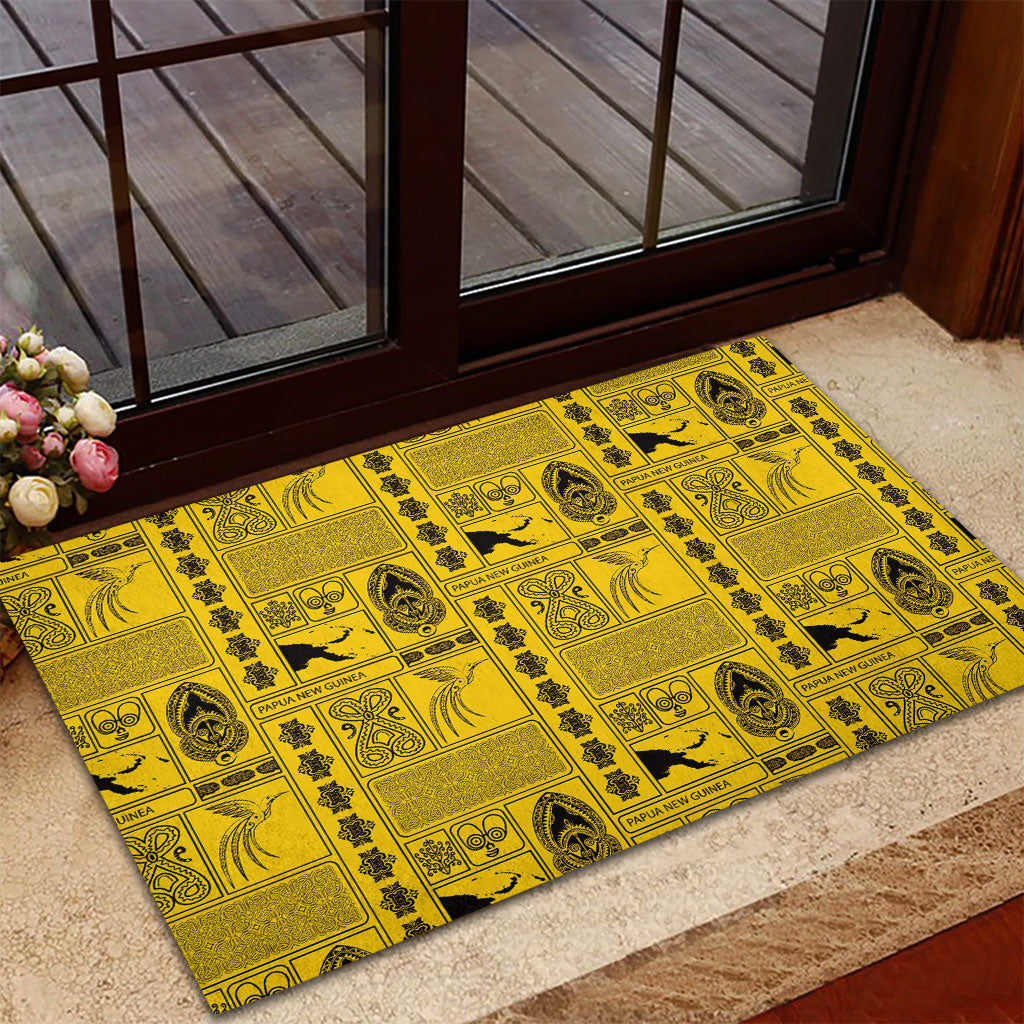 Papua New Guinea Heritage Motif Rubber Doormat Yellow Version LT05 - Polynesian Pride