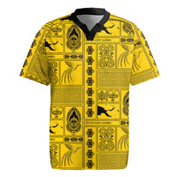 Papua New Guinea Heritage Motif Rugby Jersey Yellow Version LT05 Yellow - Polynesian Pride